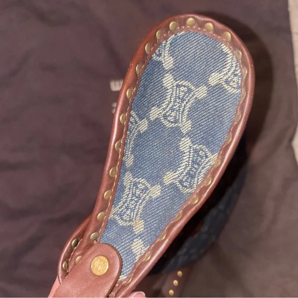 Celine Denim and Brown leather Studded Shoulder Bag - Picture 12 of 16